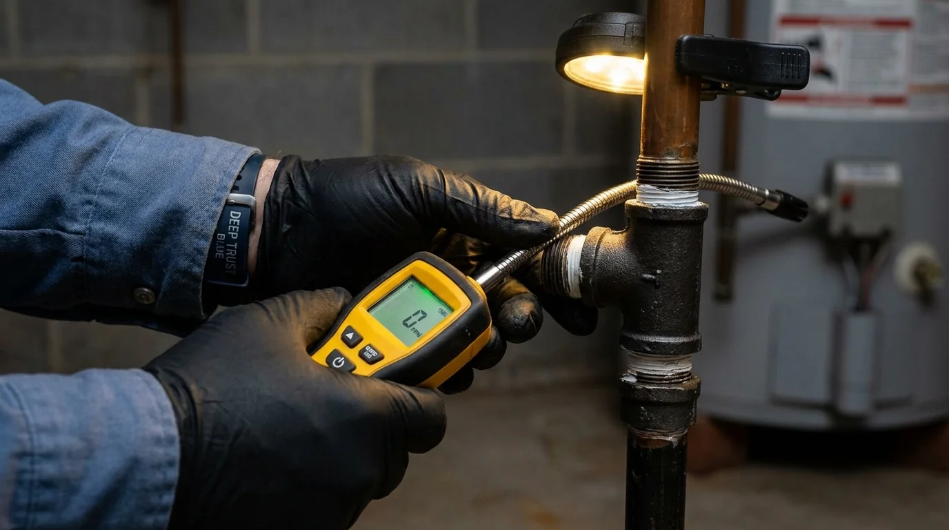 Gas leak detection with electronic sniffer by Johns Plumbing LLC in Rocklin